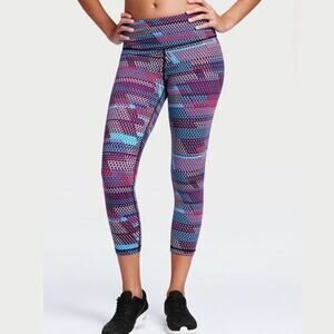 VICTORIA SPORT‎ Purple Pink Blue Abstract Knockout Active Yoga Workout Capri XS